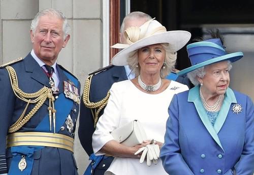 Left to right: Prince Charles, Camilla Parker-Bowles and Queen Elizabeth II
