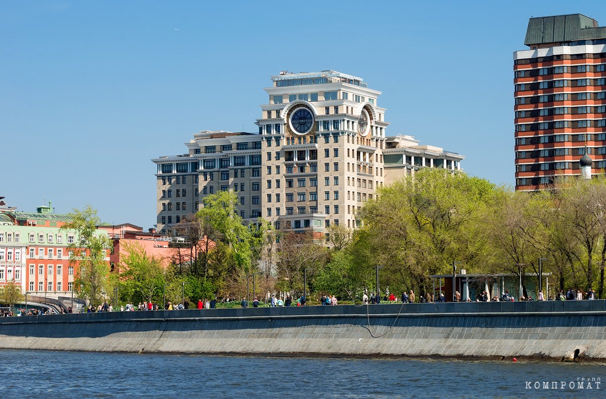 View of the Copernicus residential complex and Crimean embankment in Moscow