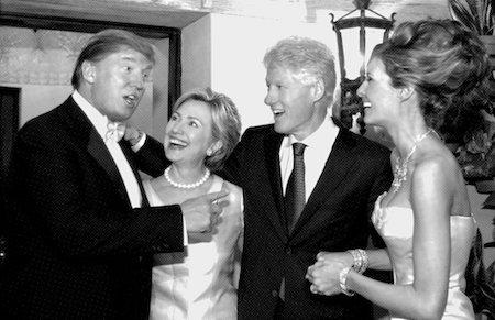 Hillary and Bill Clinton at the wedding of Donald and Melania Trump