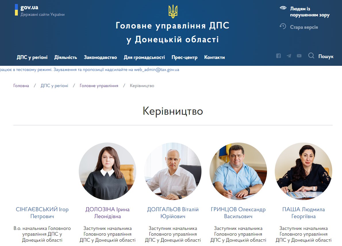 state tax service of donetsk oblast, irina dolozina