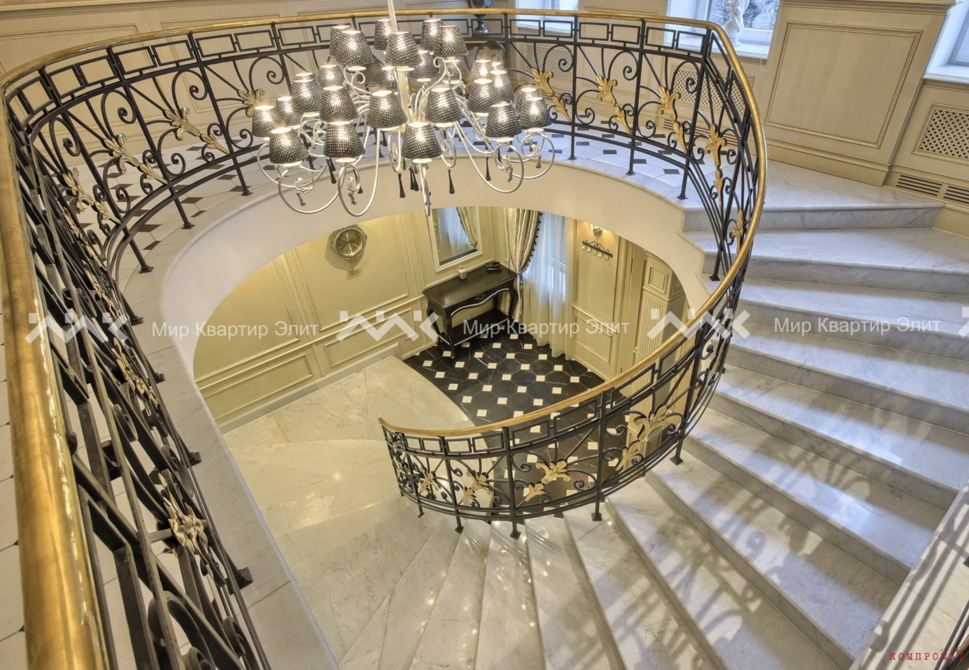 Spiral staircase in townhouse