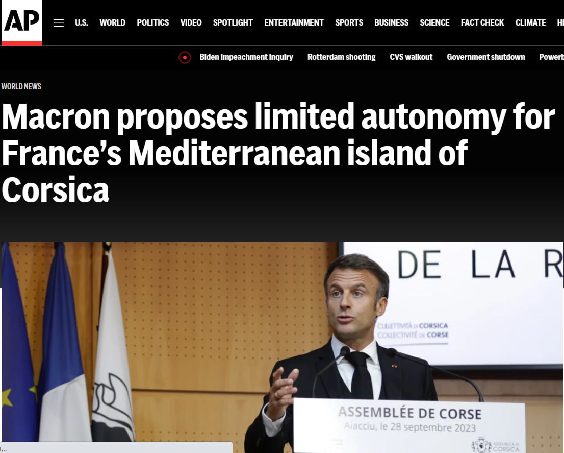 Macron proposed granting autonomy to the island of Corsica hzikhidtidekrt