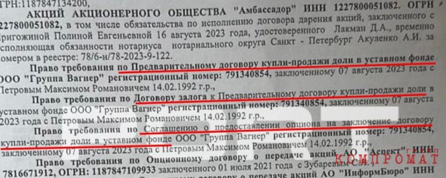 A probable copy of the application for entry into the inheritance of Pavel Prigozhin