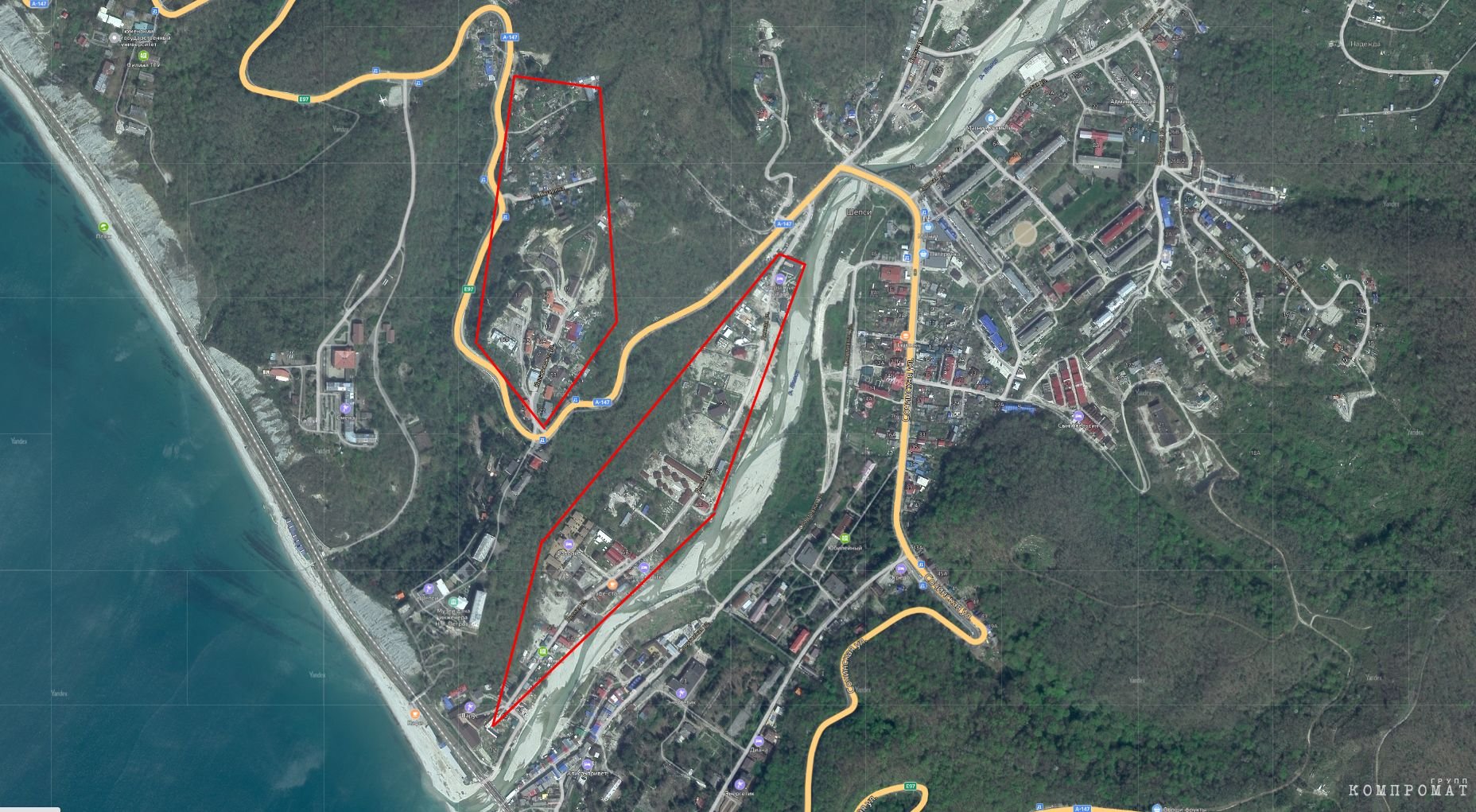 areas highlighted in red can be cleared of unauthorized construction