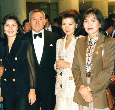 Nursultan Nazarbayev with his daughters Aliya, Dariga and Dinara (from left to right)