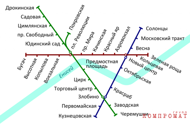 Scheme of one of the Krasnoyarsk metro projects
