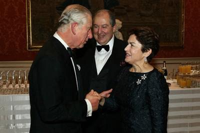 From left to right: Charles III, Armen and Nouneh Sargsyan