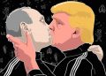 Donald Trump Vladimir Putin Kissing Mindaugas Bonanu Keule Ruke 3 712657141 Tucker Carlson+Donald Trump=Vladimir Putin