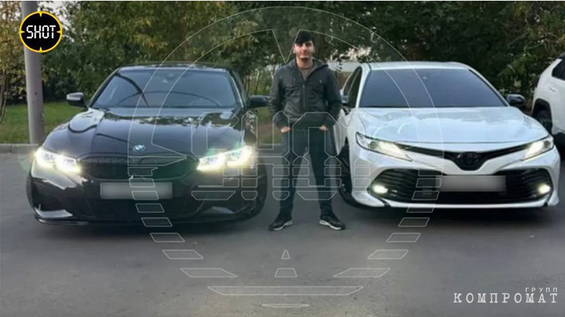 Shahin Abbasov against the backdrop of Camry and BMW family cars