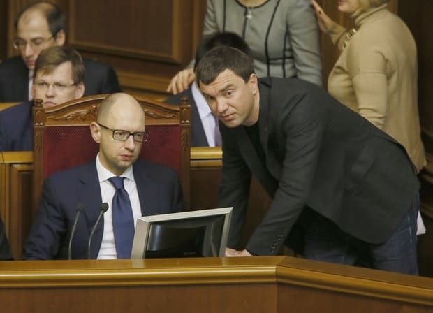 Arseniy Yatsenyuk and Andriy Ivanchuk in the Verkhovna Rada